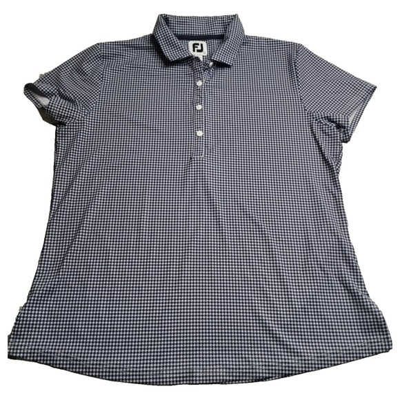 FootJoy Other - Footjoy Golf Polo Shirt Women's Large‎ Navy Blue and White Houndstooth